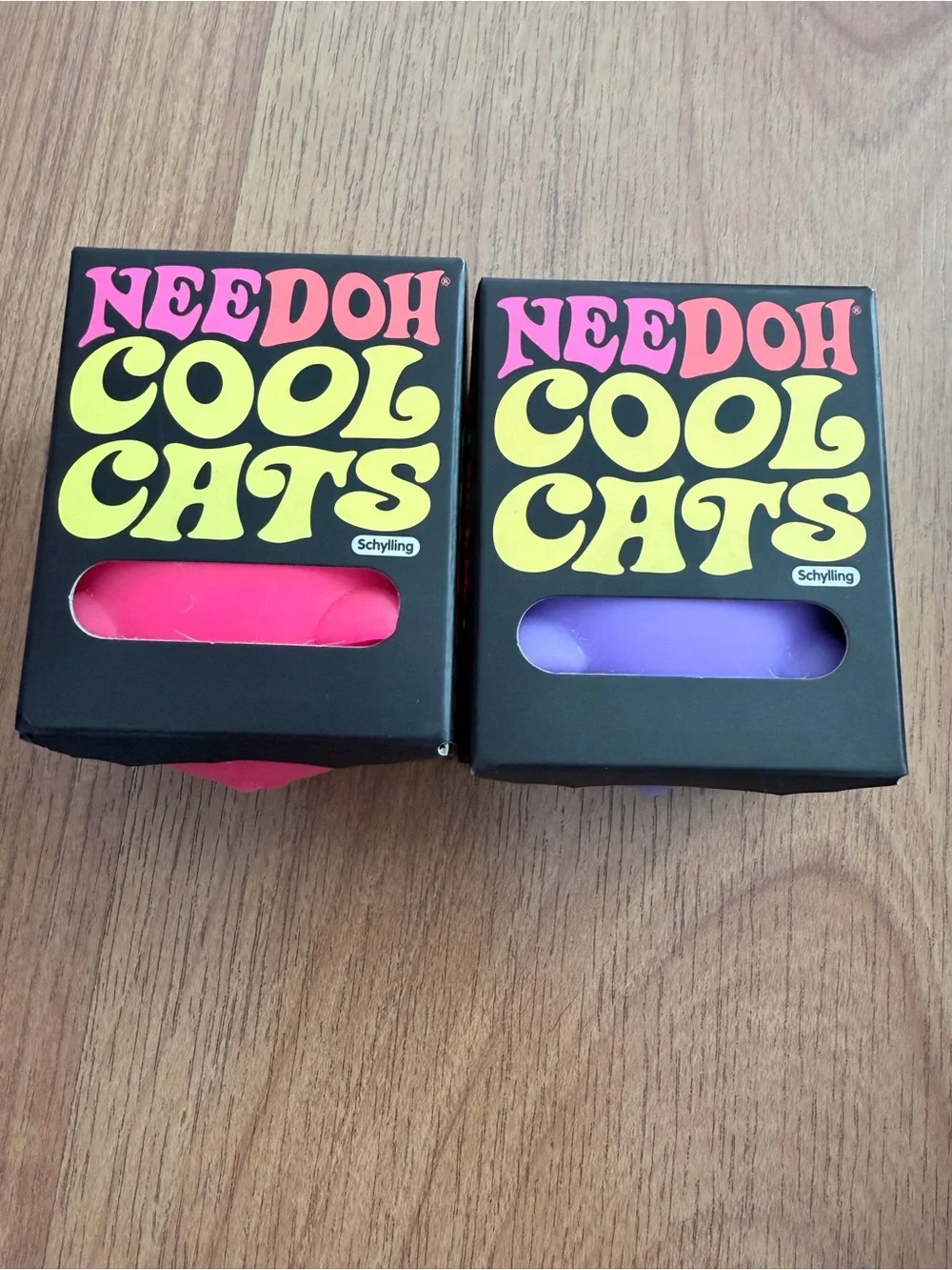 Bundle NeeDoh Cool Cats Squishy Cat Stress Toy - Pink & Purple